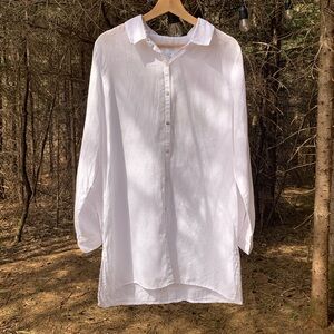 COPY - Sigrid Olsen Long 100% Linen Button Down Adjustable Sleeve Tunic